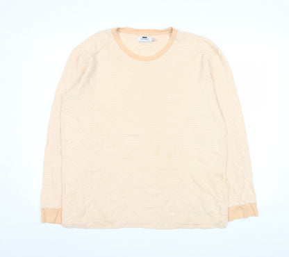 Topman Men's Beige Striped Long Sleeve XL Cotton Casual Shirt