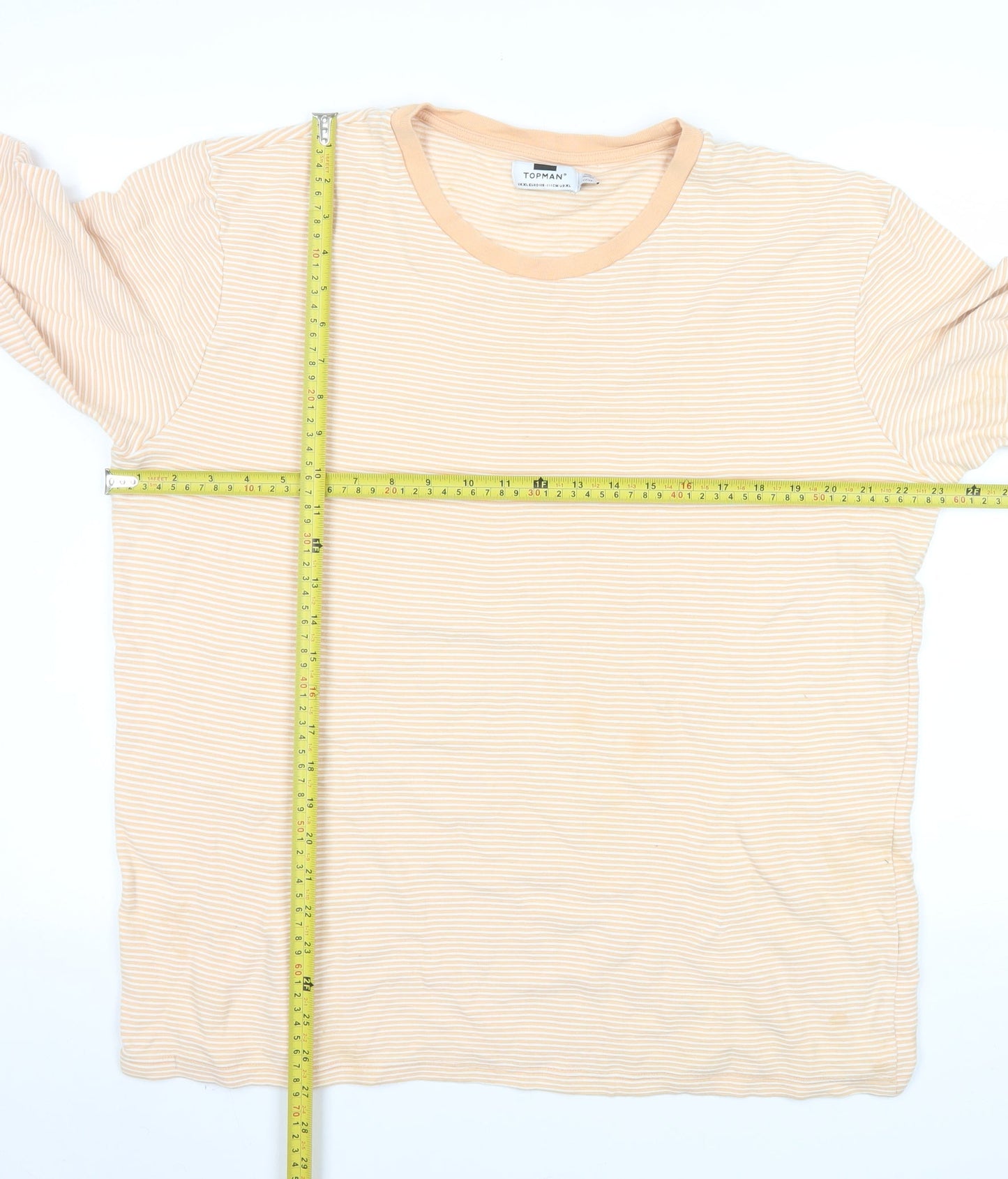 Topman Men's Beige Striped Long Sleeve XL Cotton Casual Shirt