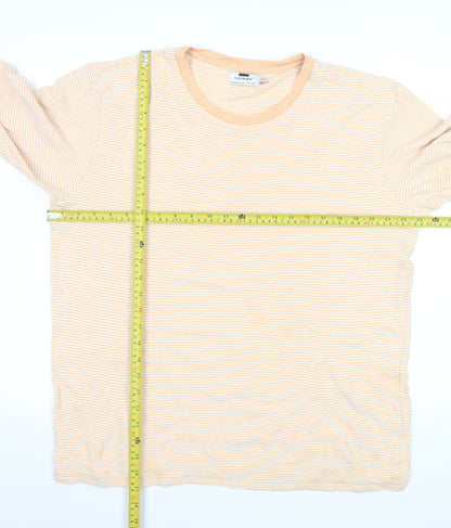 Topman Men's Beige Striped Long Sleeve XL Cotton Casual Shirt
