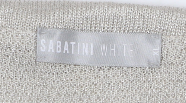 Womens UK Size XL Sabatini White Beige Shrug Jumper