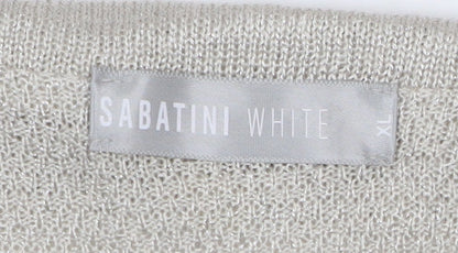 Womens UK Size XL Sabatini White Beige Shrug Jumper