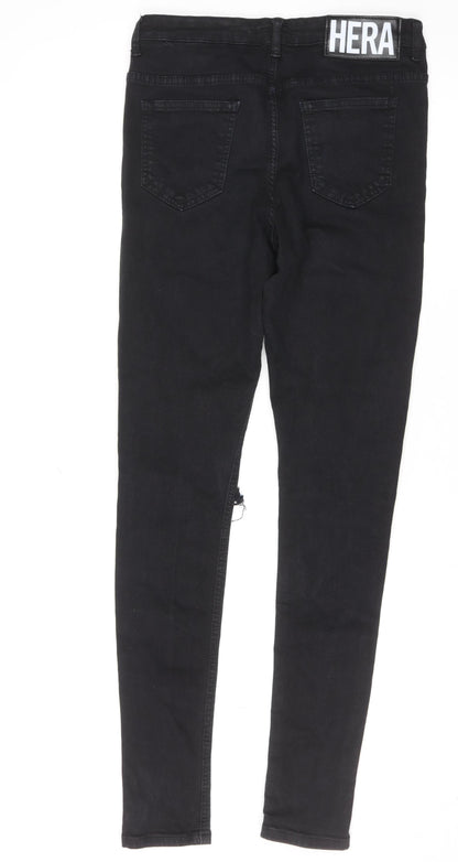 HERA Women's Black Distressed Skinny Jeans L Stretch Denim