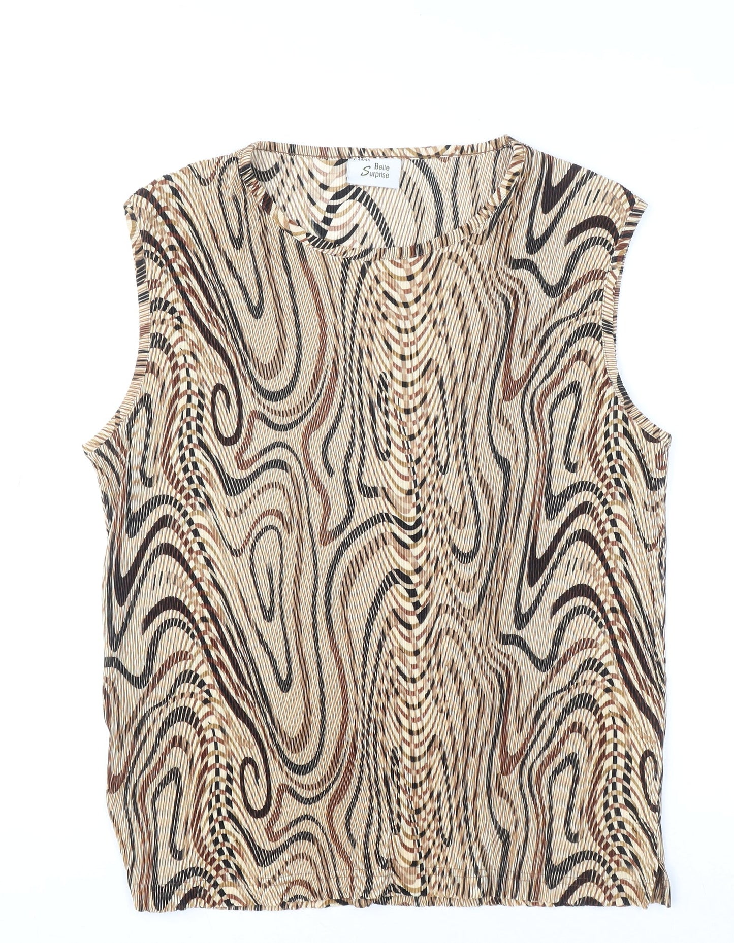 Womens UK Size L Belle Surprise Beige Basic Blouse