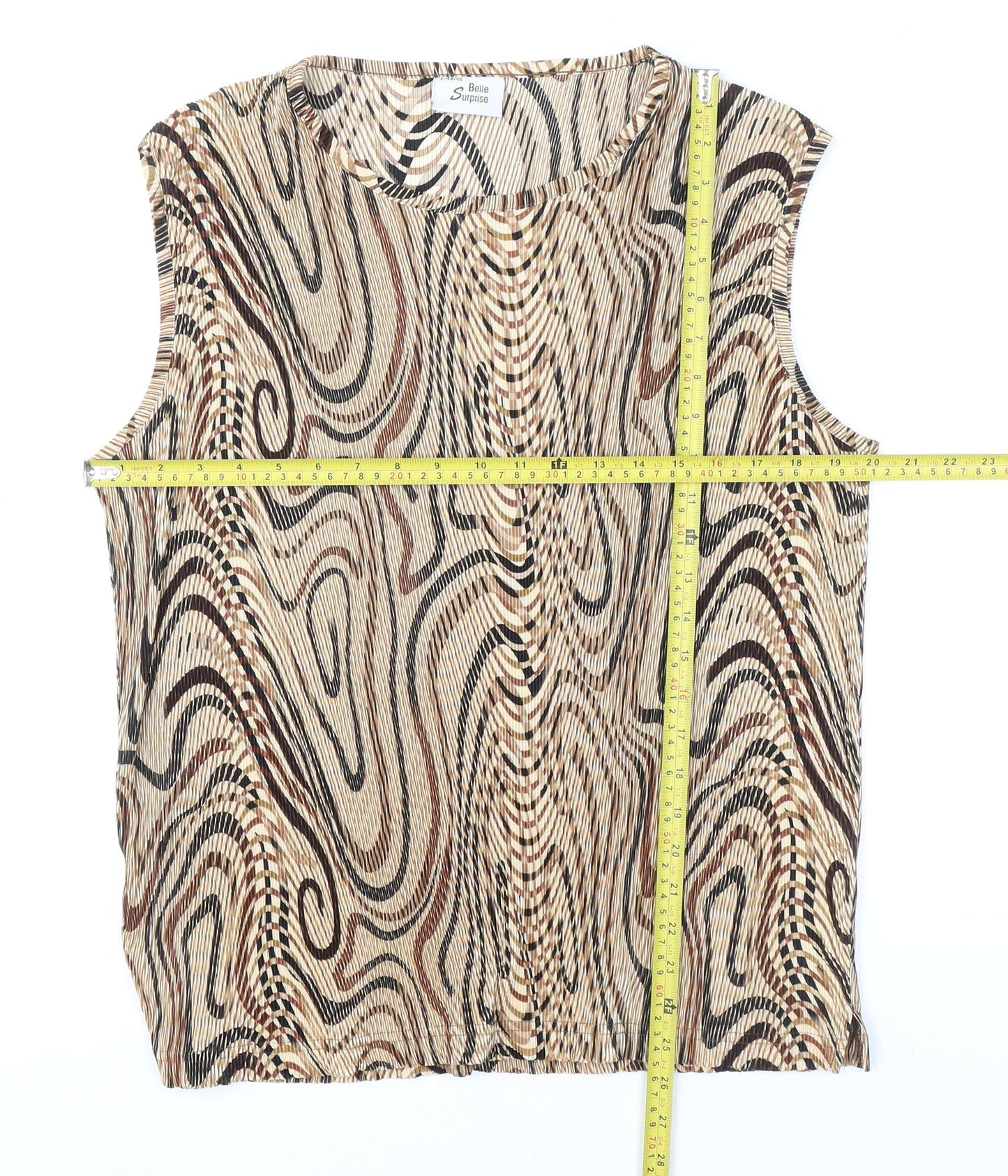 Womens UK Size L Belle Surprise Beige Basic Blouse