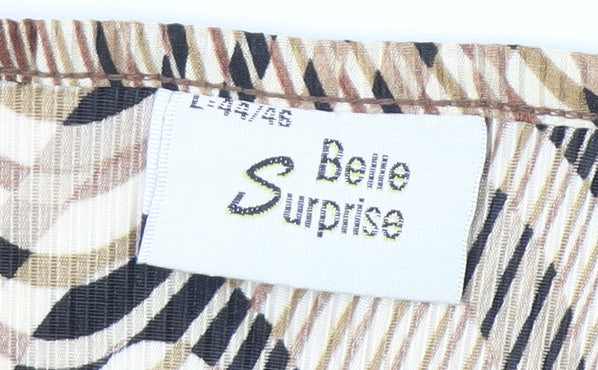 Womens UK Size L Belle Surprise Beige Basic Blouse