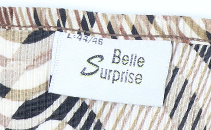 Womens UK Size L Belle Surprise Beige Basic Blouse
