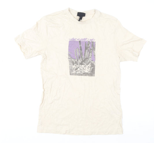 Mens UK Size XS H&M Beige  T-Shirt