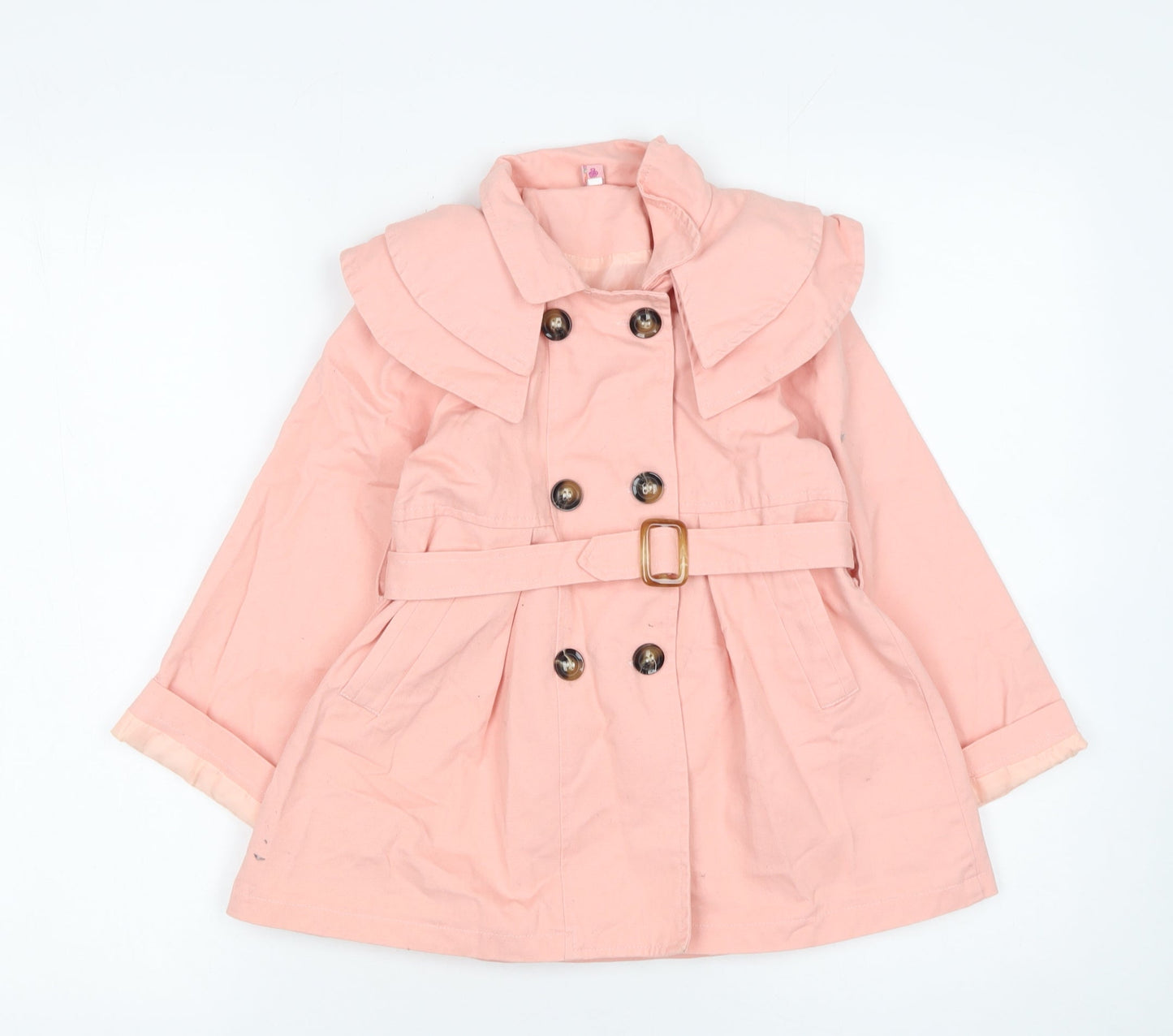 Qingdao WWCX Girls Pink Cotton Linen Belted Trench Coat Age 13 Years