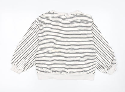 Next Girls Beige Striped Sequin Pullover Sweatshirt 11 Years 146cm