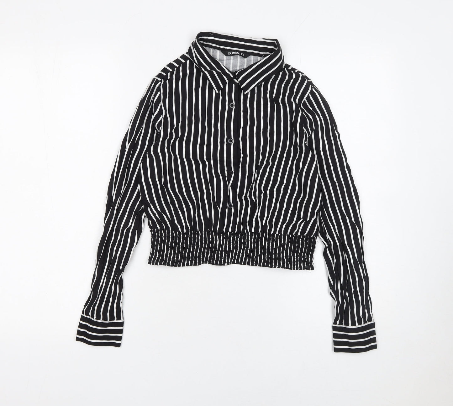 Womens UK Size XS Zudio Black Cropped Blouse