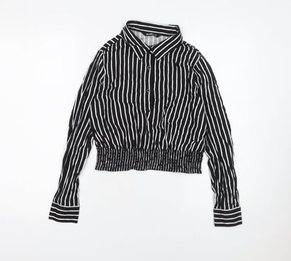Womens UK Size XS Zudio Black Cropped Blouse