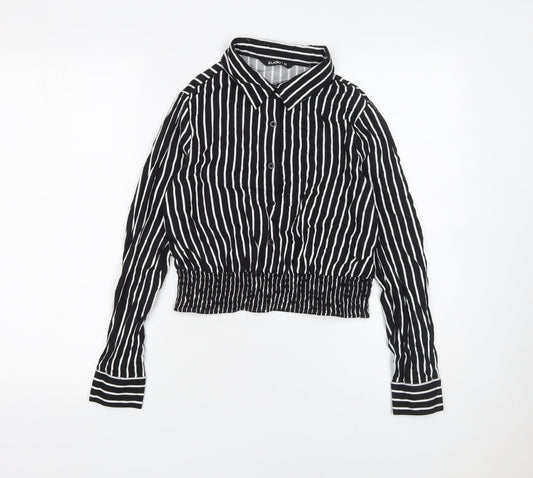 Womens UK Size XS Zudio Black Cropped Blouse