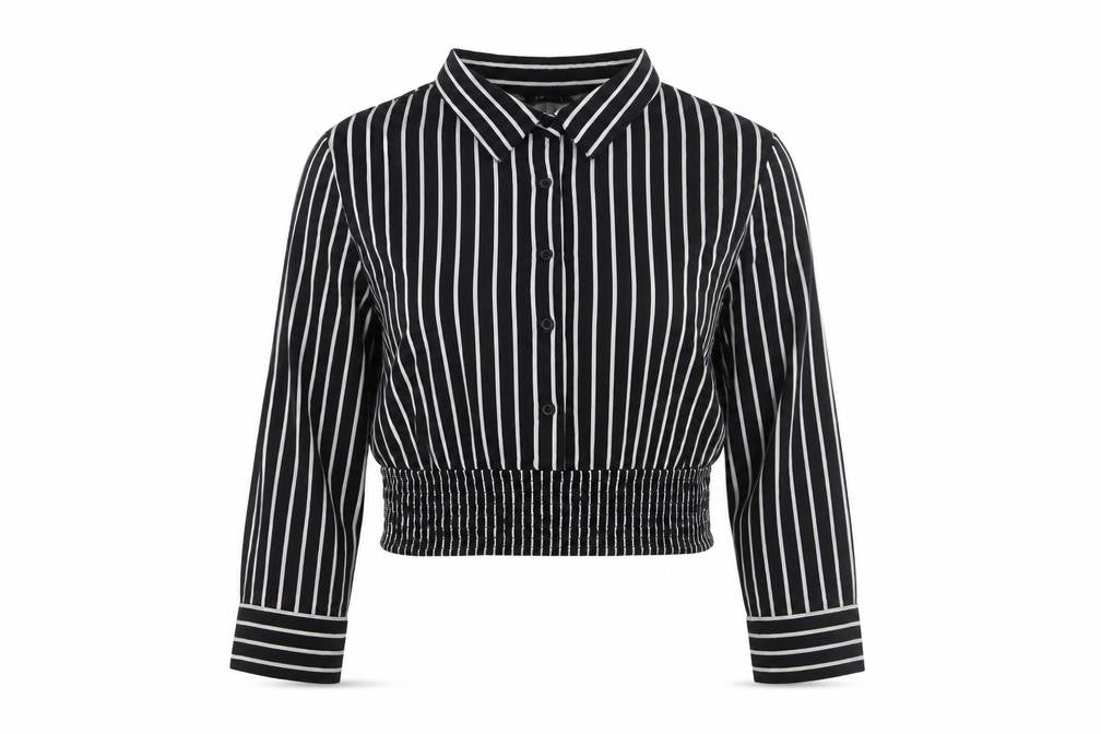 Womens UK Size XS Zudio Black Cropped Blouse