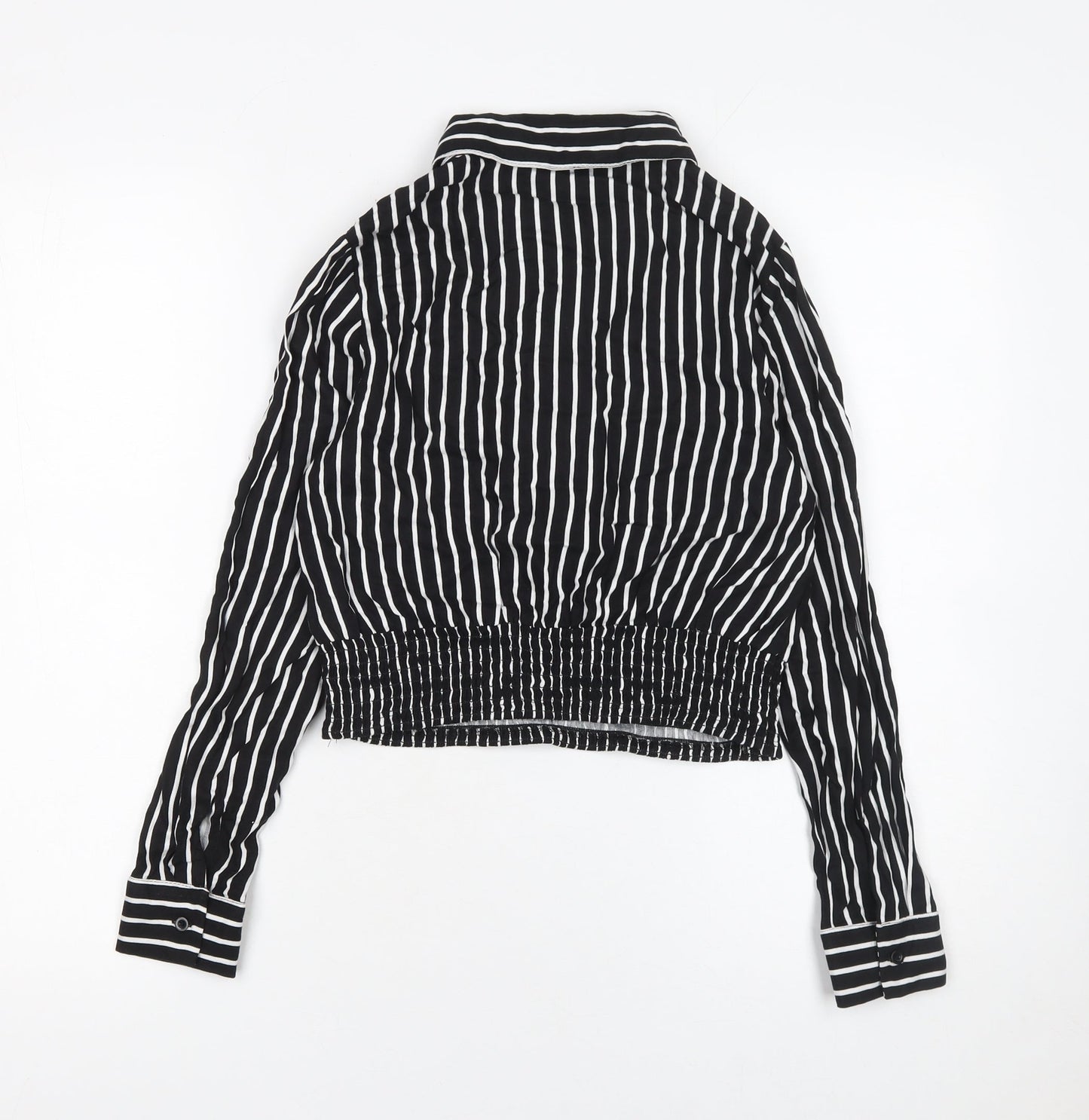 Womens UK Size XS Zudio Black Cropped Blouse