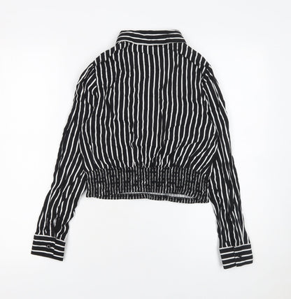 Womens UK Size XS Zudio Black Cropped Blouse