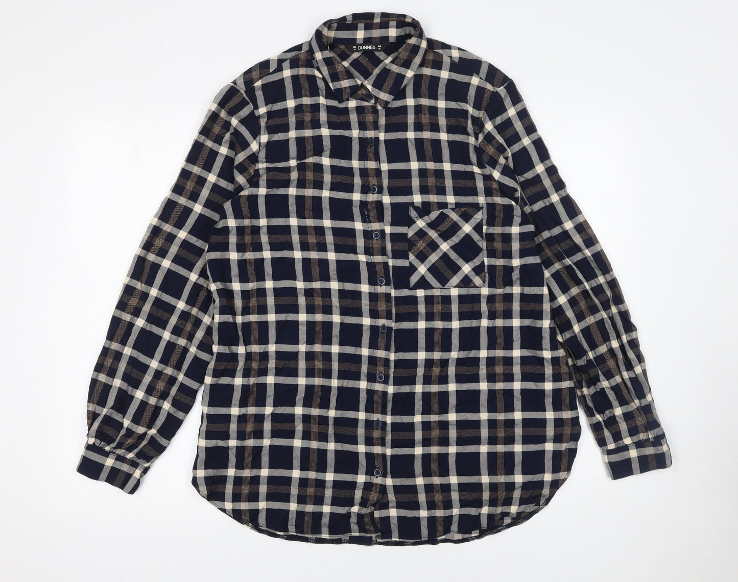 Womens UK Size 14 Dunnes Blue Basic Button-Up