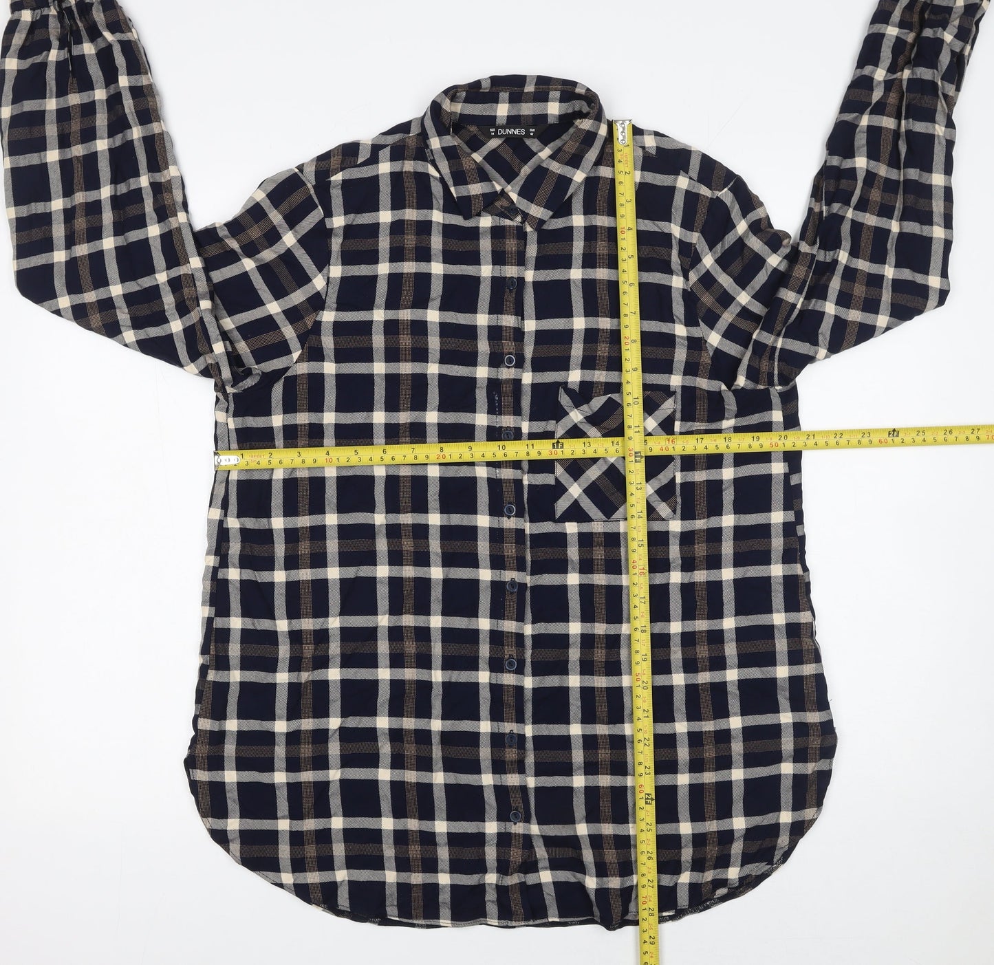Womens UK Size 14 Dunnes Blue Basic Button-Up