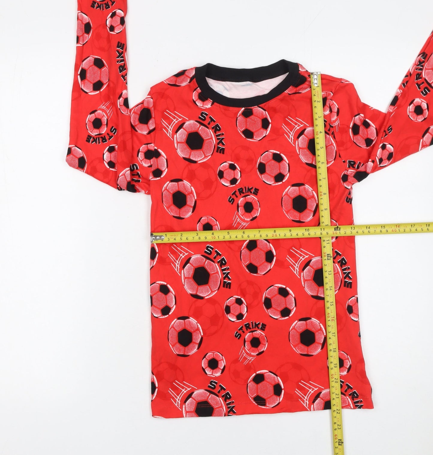Dunnes Stores Boys Red Football Strike Long Sleeve Pyjama Top 12-13 Years