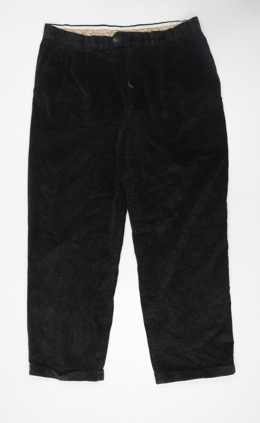 Mens UK Size 36 in Marks and Spencer Regular Fit Casual Green Trousers