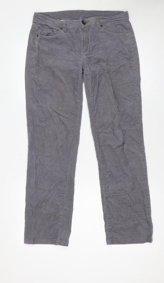 Womens UK Size 12 United Colors of Benetton Regular Fit Chino Grey Trousers