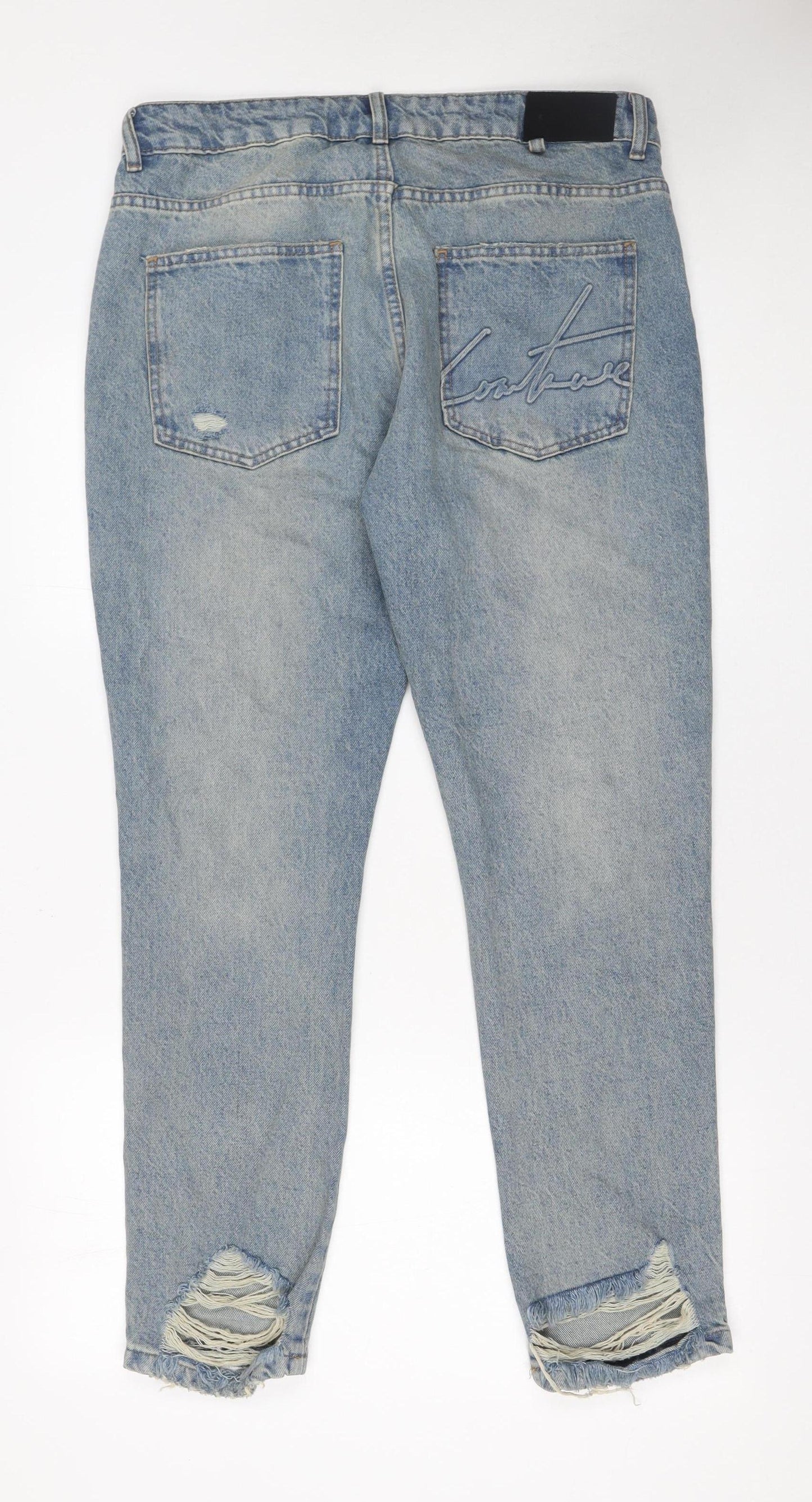 Mens UK Size 32 Couture Regular Fit Straight Blue Jeans