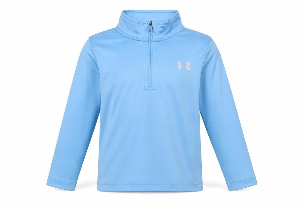 Front view of Under Armour boys’ blue 2-3 years 1/4 zip long sleeve sports sweatshirt