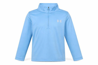 Front view of Under Armour boys’ blue 2-3 years 1/4 zip long sleeve sports sweatshirt