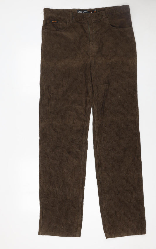 Mens UK Size 35 LIYOU Regular Fit Casual Brown Trousers