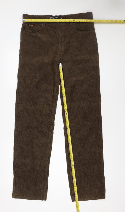Mens UK Size 35 LIYOU Regular Fit Casual Brown Trousers
