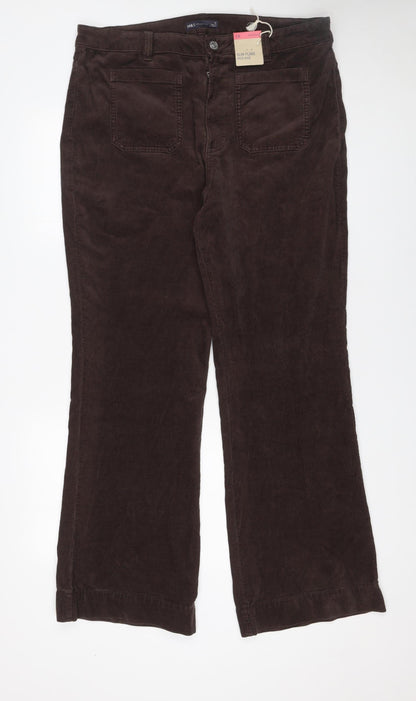 Marks and Spencer Women’s Brown Corduroy Flared High Rise Trousers Size 18