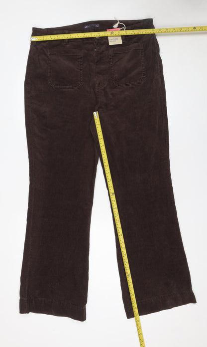 Marks and Spencer Women’s Brown Corduroy Flared High Rise Trousers Size 18