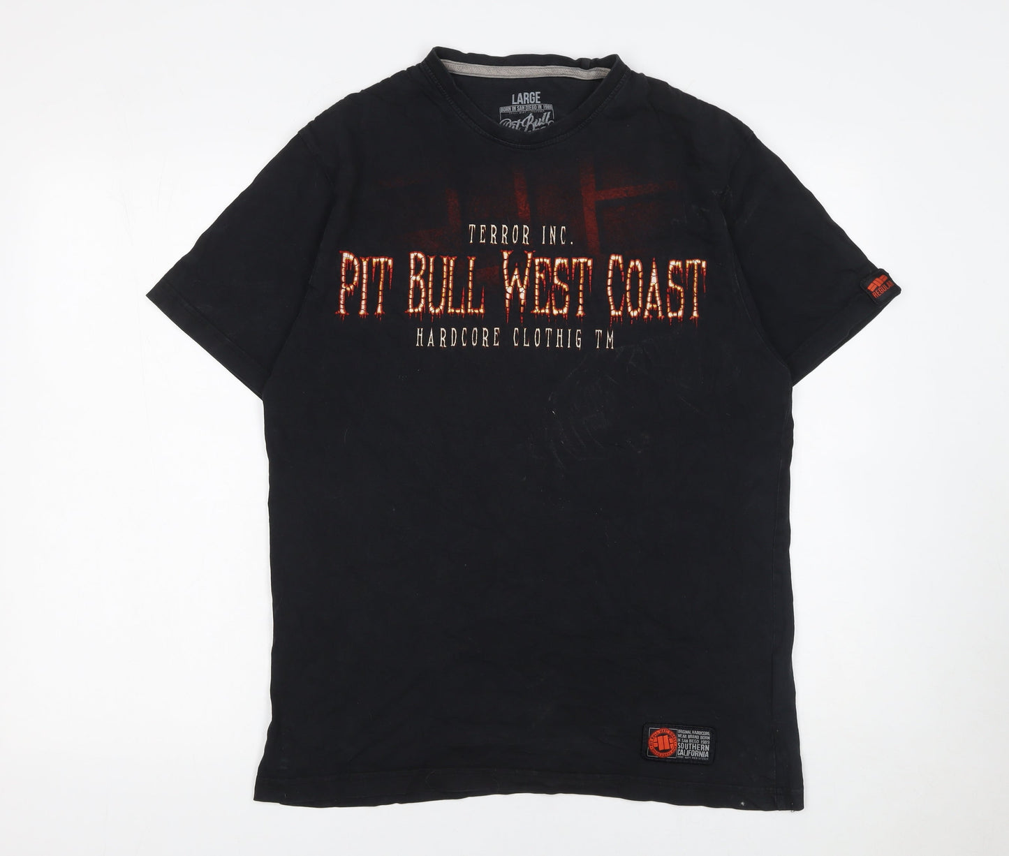 Mens UK Size L Pit Bull West Coast Black  T-Shirt