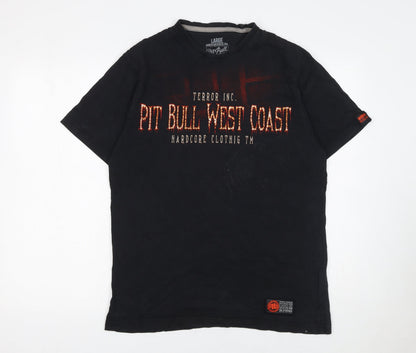 Mens UK Size L Pit Bull West Coast Black  T-Shirt
