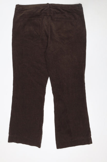 Marks and Spencer Womens Brown Corduroy Flared High Rise Trousers Size 22