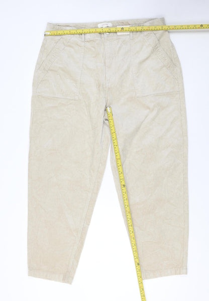 Marks and Spencer Per Una Beige Corduroy Tapered Trousers Size 18 Regular