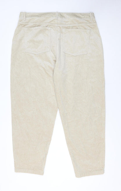 Marks and Spencer Per Una Beige Corduroy Tapered Trousers Size 18 Regular