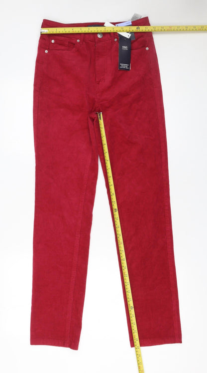 Marks and Spencer Women’s Red Cotton Stretch Chino Trousers Size 8 Short