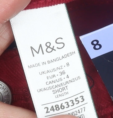 Marks and Spencer Women’s Red Cotton Stretch Chino Trousers Size 8 Short