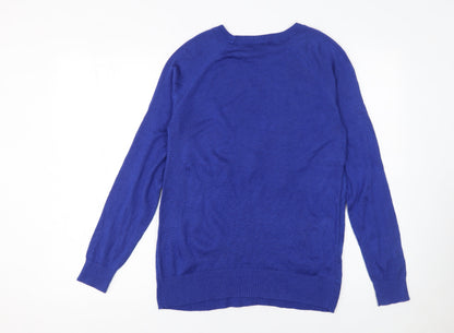 Mens UK Size M Well Worn Blue Pullover Jumper