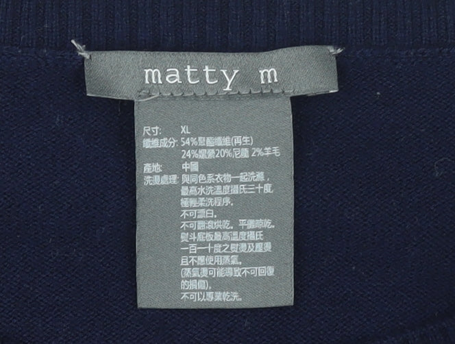 Womens UK Size XL Matty M Blue Pullover Jumper
