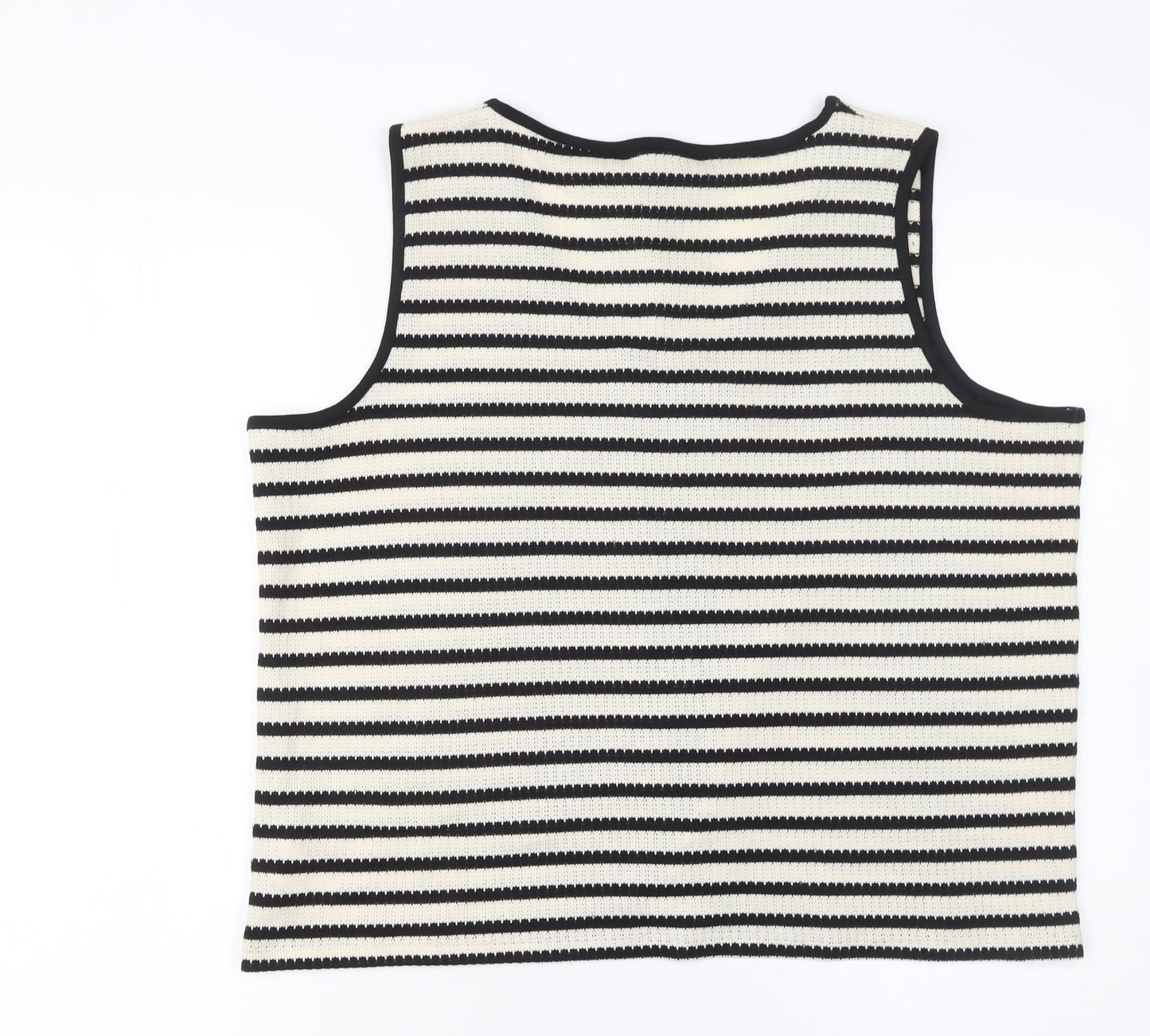 F&F Women Black White Striped Knit Cropped Tie Tank Top Size 20