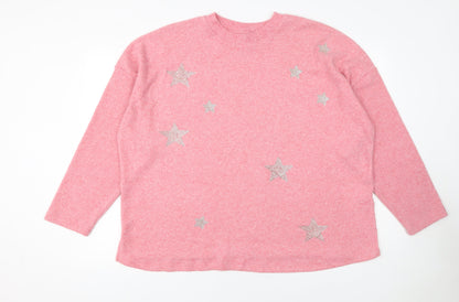 Womens UK Size XL F&F Pink Pullover Jumper