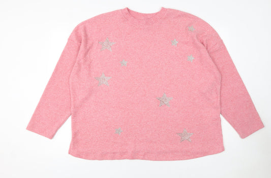 Womens UK Size XL F&F Pink Pullover Jumper