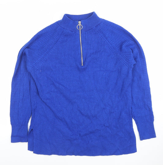 Womens UK Size M Marks and Spencer Blue Full Zip Jumper