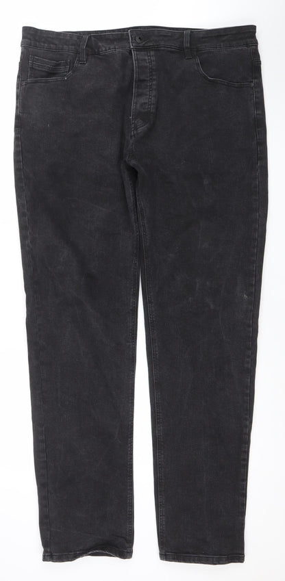 Mens UK Size 32 NEXT Regular Fit Straight Black Jeans
