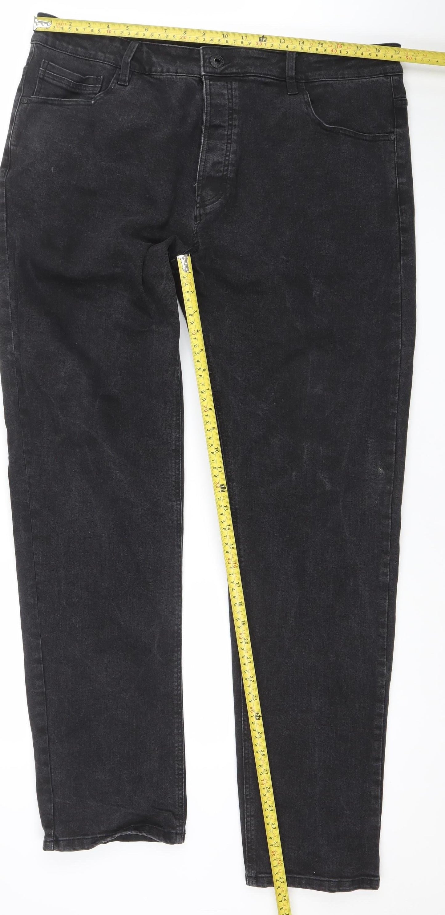 Mens UK Size 32 NEXT Regular Fit Straight Black Jeans