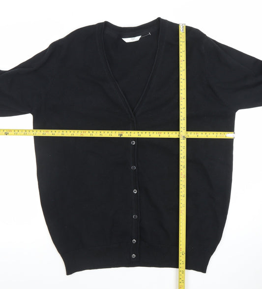 Marks and Spencer Boys Black Cotton Cardigan 16-17 Years Button Front