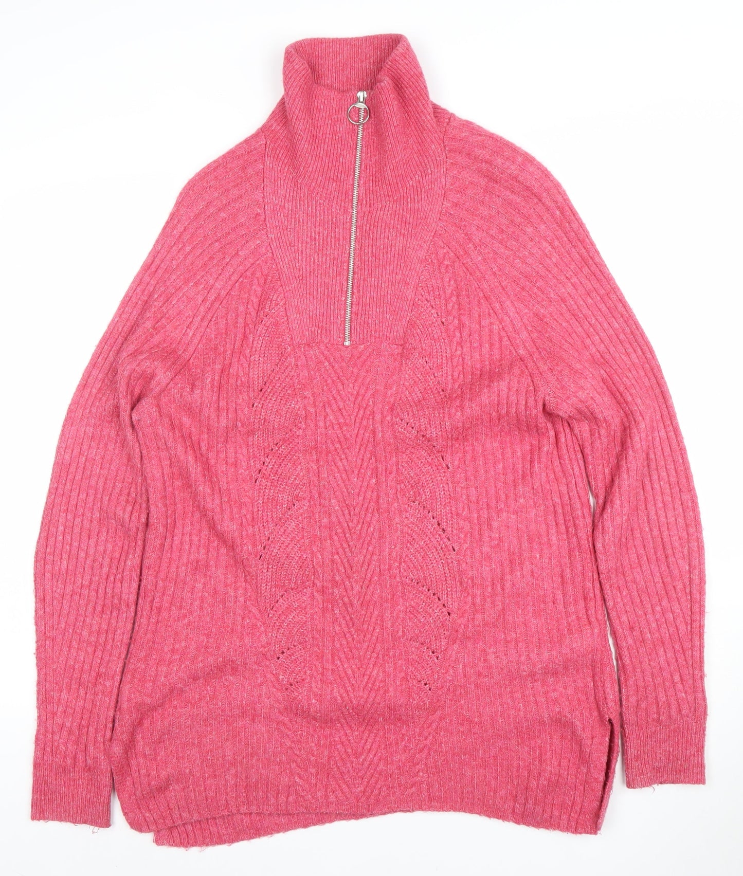 Womens UK Size M Marks and Spencer Pink Full Zip Jumper