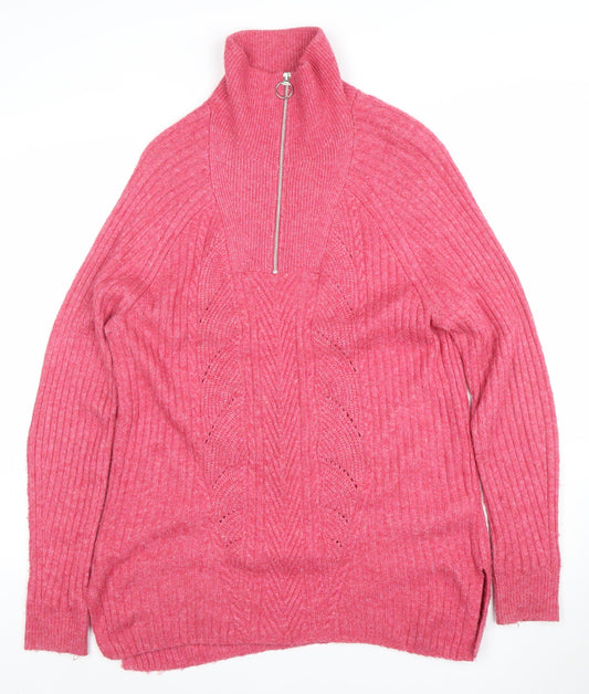 Womens UK Size M Marks and Spencer Pink Full Zip Jumper