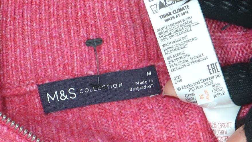 Womens UK Size M Marks and Spencer Pink Full Zip Jumper
